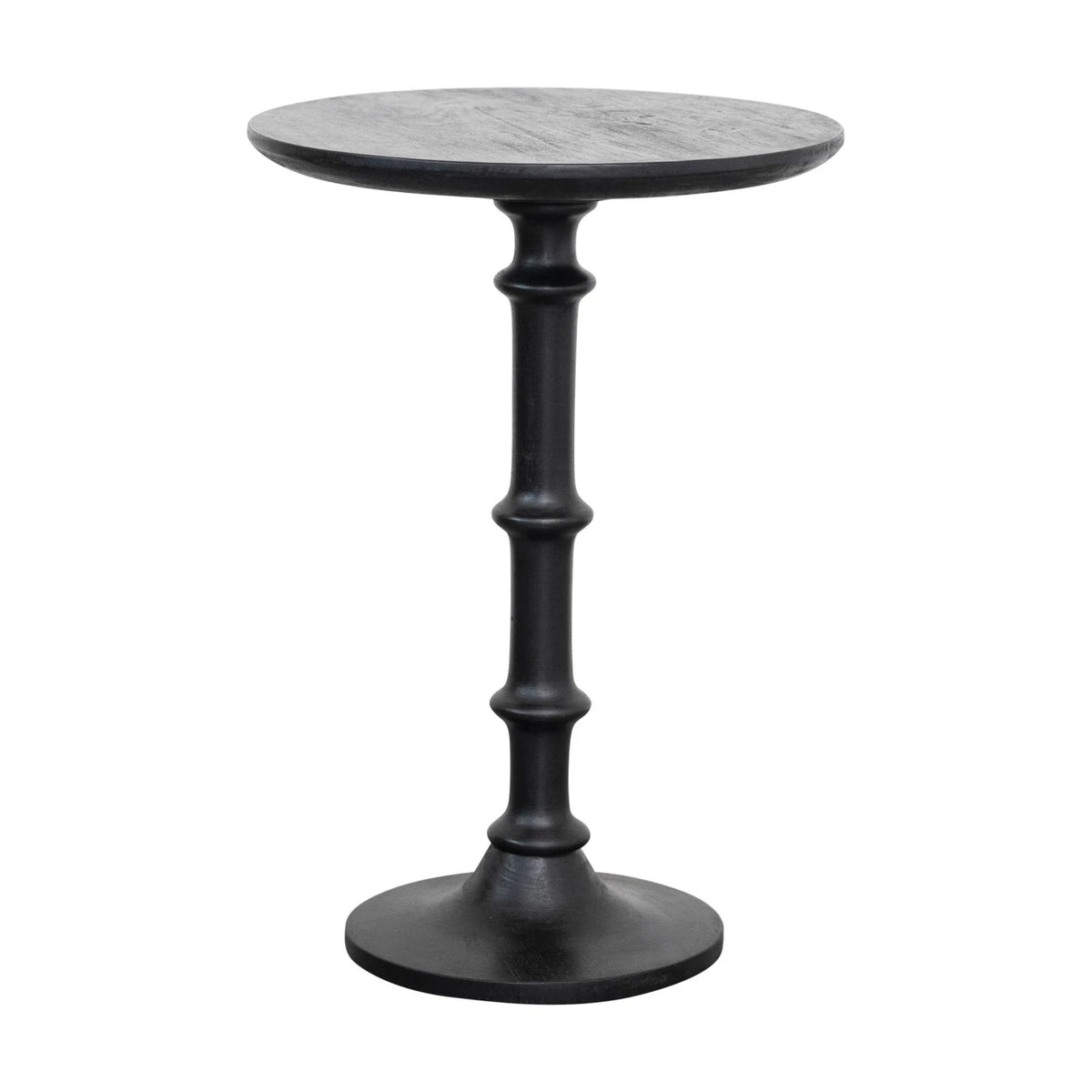 Matte Black Mango Wood Side Table