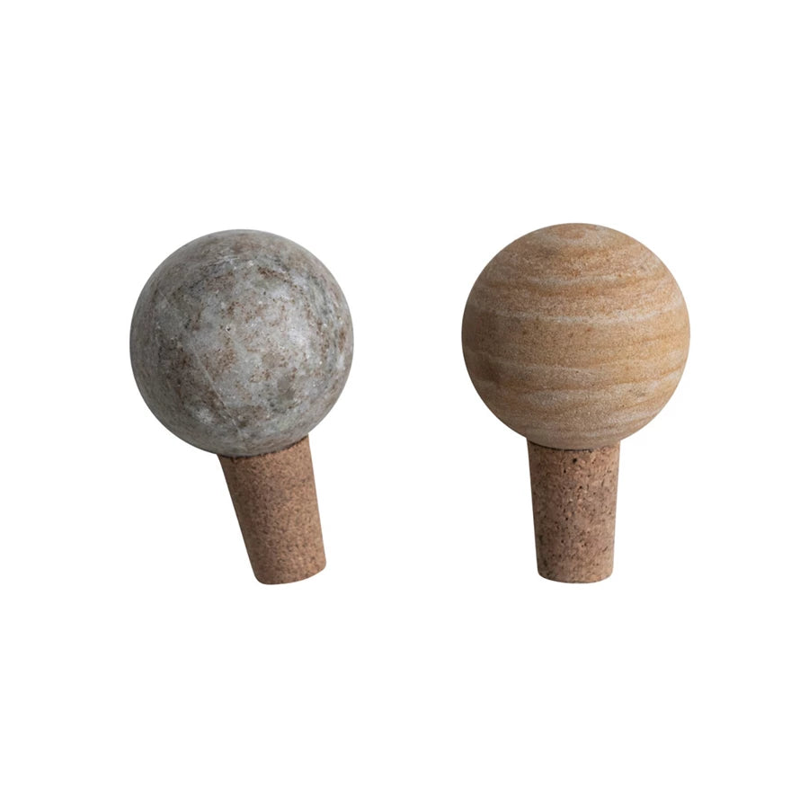Marble & Cork Bottle Stopper - 2 Colors