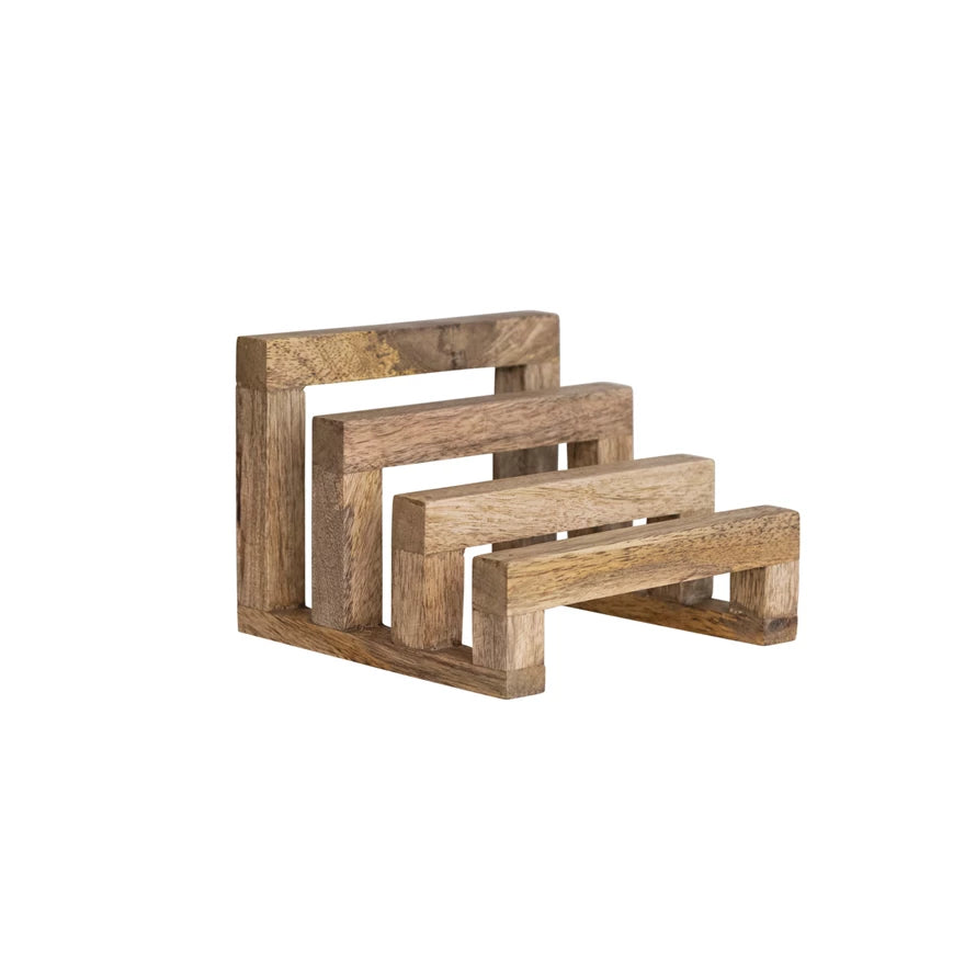 Natural Mango Wood Stand with 3 Sections
