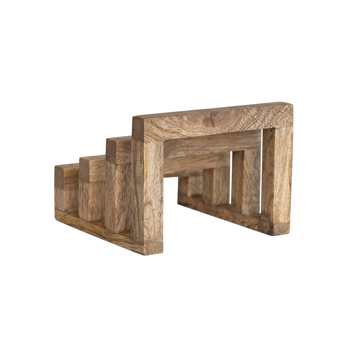 Natural Mango Wood Stand with 3 Sections