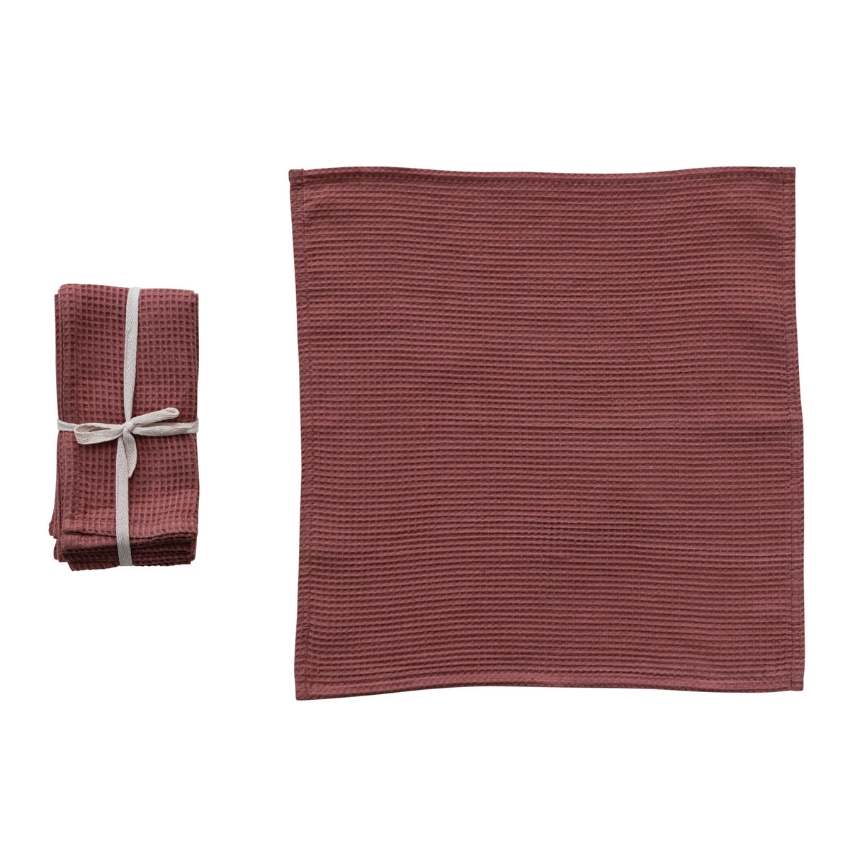 Berry 18" Square Woven Linen & Cotton Waffle Napkins Set of 4