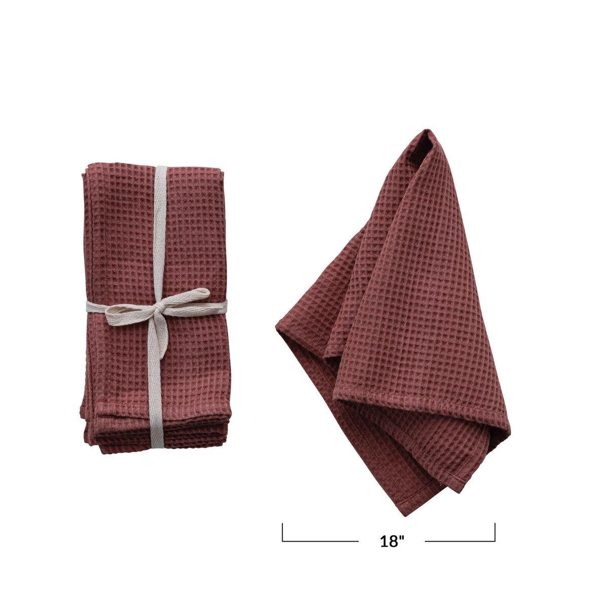 Berry 18" Square Woven Linen & Cotton Waffle Napkins Set of 4