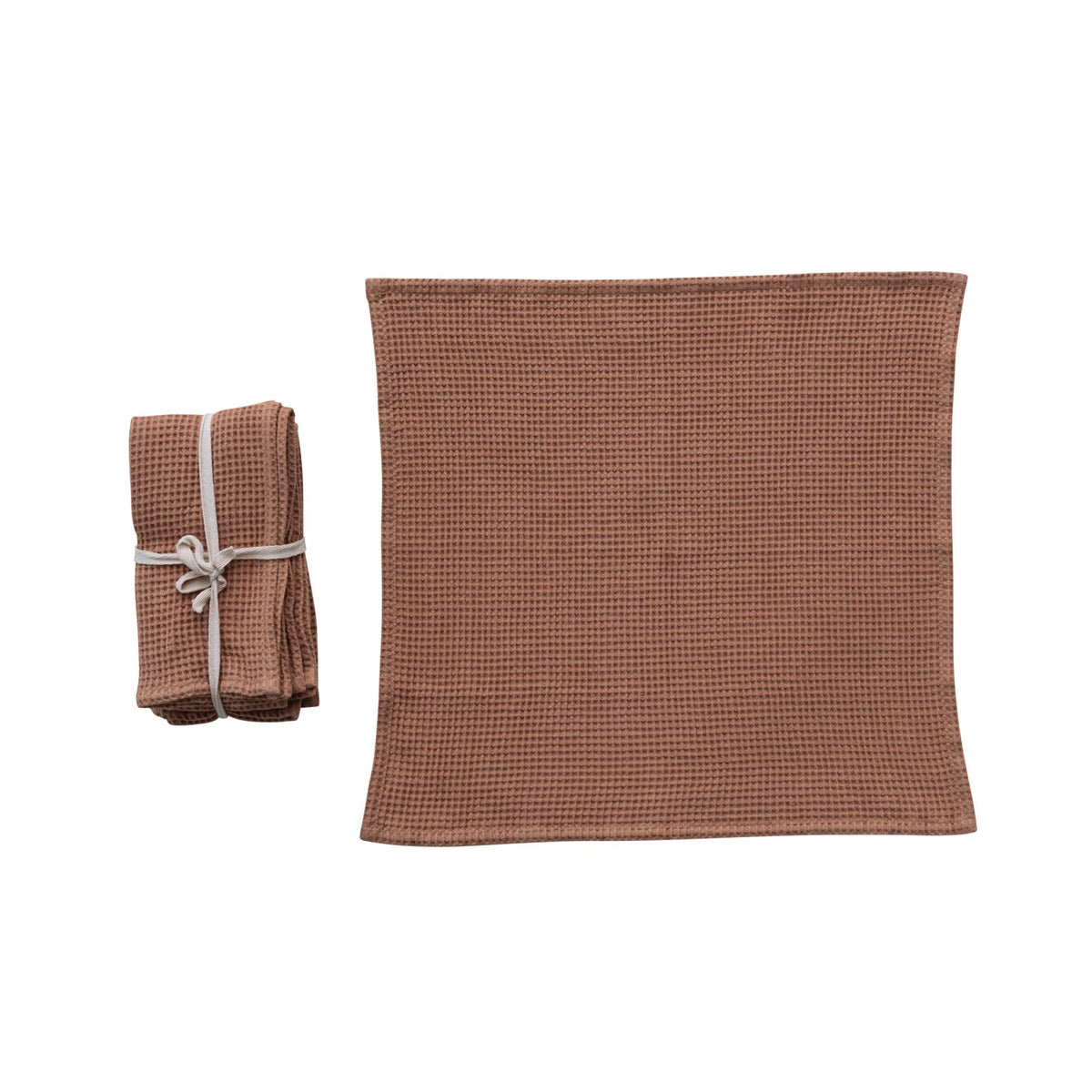 Terracotta 18" Square Woven Linen & Cotton Waffle Napkins Set of 4
