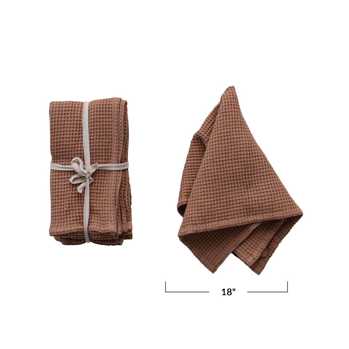 Terracotta 18" Square Woven Linen & Cotton Waffle Napkins Set of 4