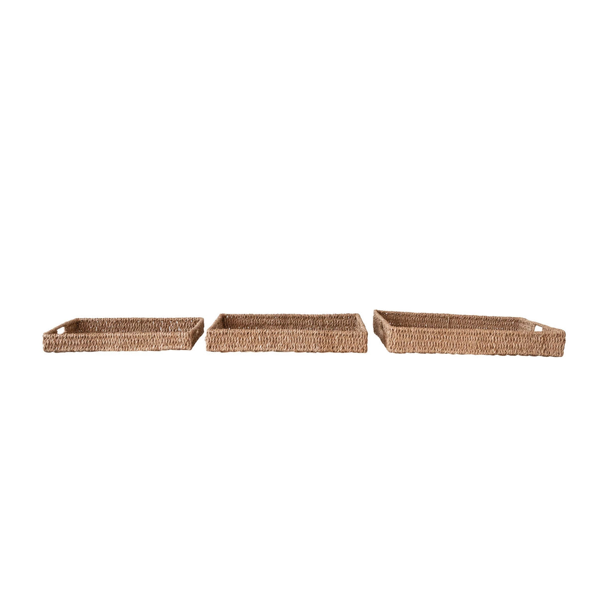 Decorative Natural Hand-Woven Bankuan Tray with Handles - 3 Sizes