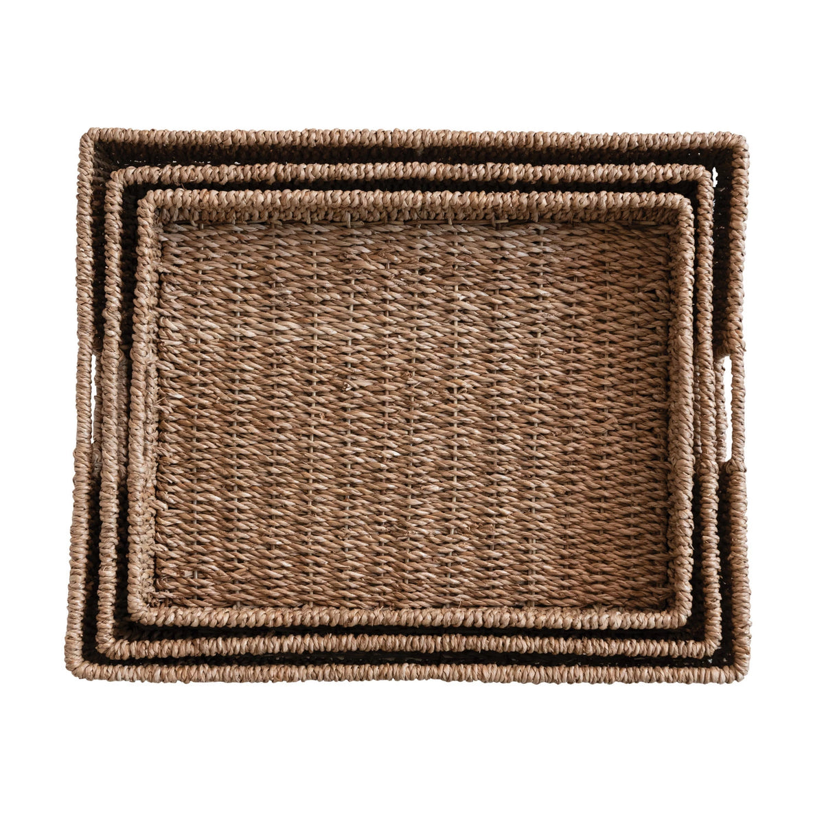 Decorative Natural Hand-Woven Bankuan Tray with Handles - 3 Sizes
