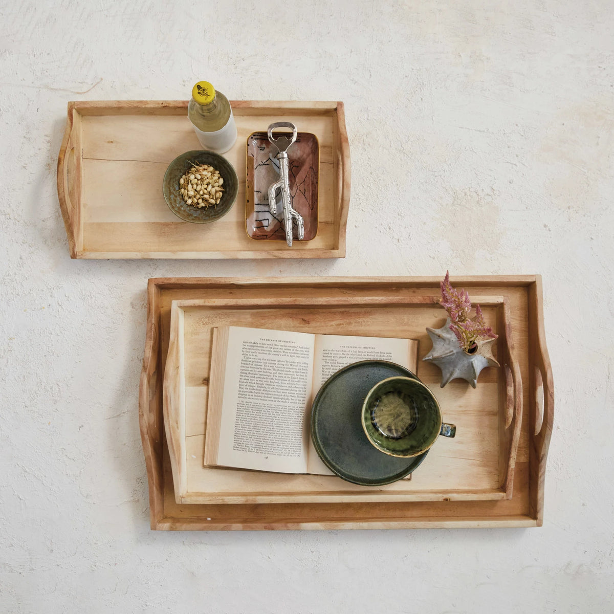 Rectangular Acacia Wood Tray with Handles - 3 Sizes