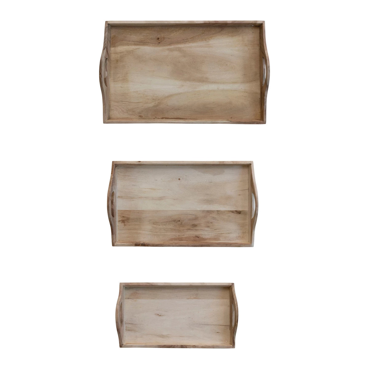 Rectangular Acacia Wood Tray with Handles - 3 Sizes