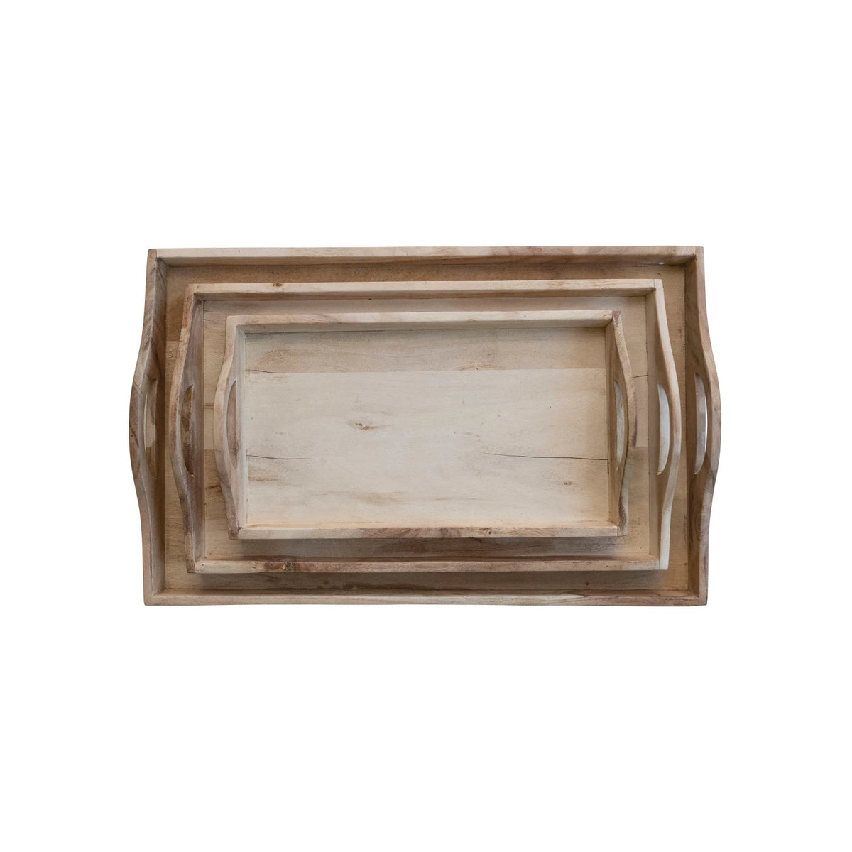 Rectangular Acacia Wood Tray with Handles - 3 Sizes