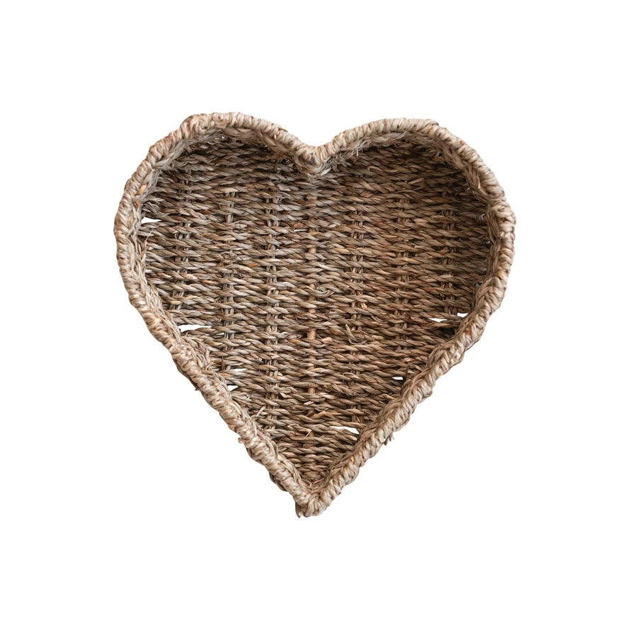 Hand-Woven Seagrass Heart Shaped Basket