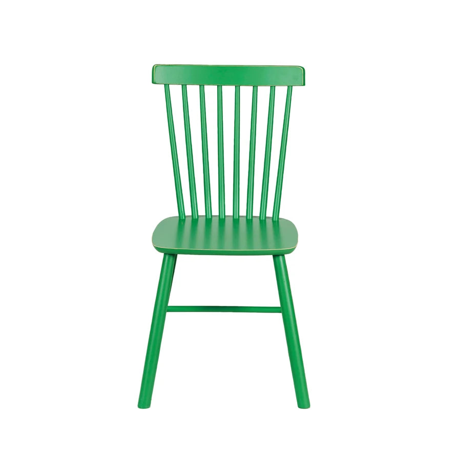 Green Dining Chair with Slatted Back
