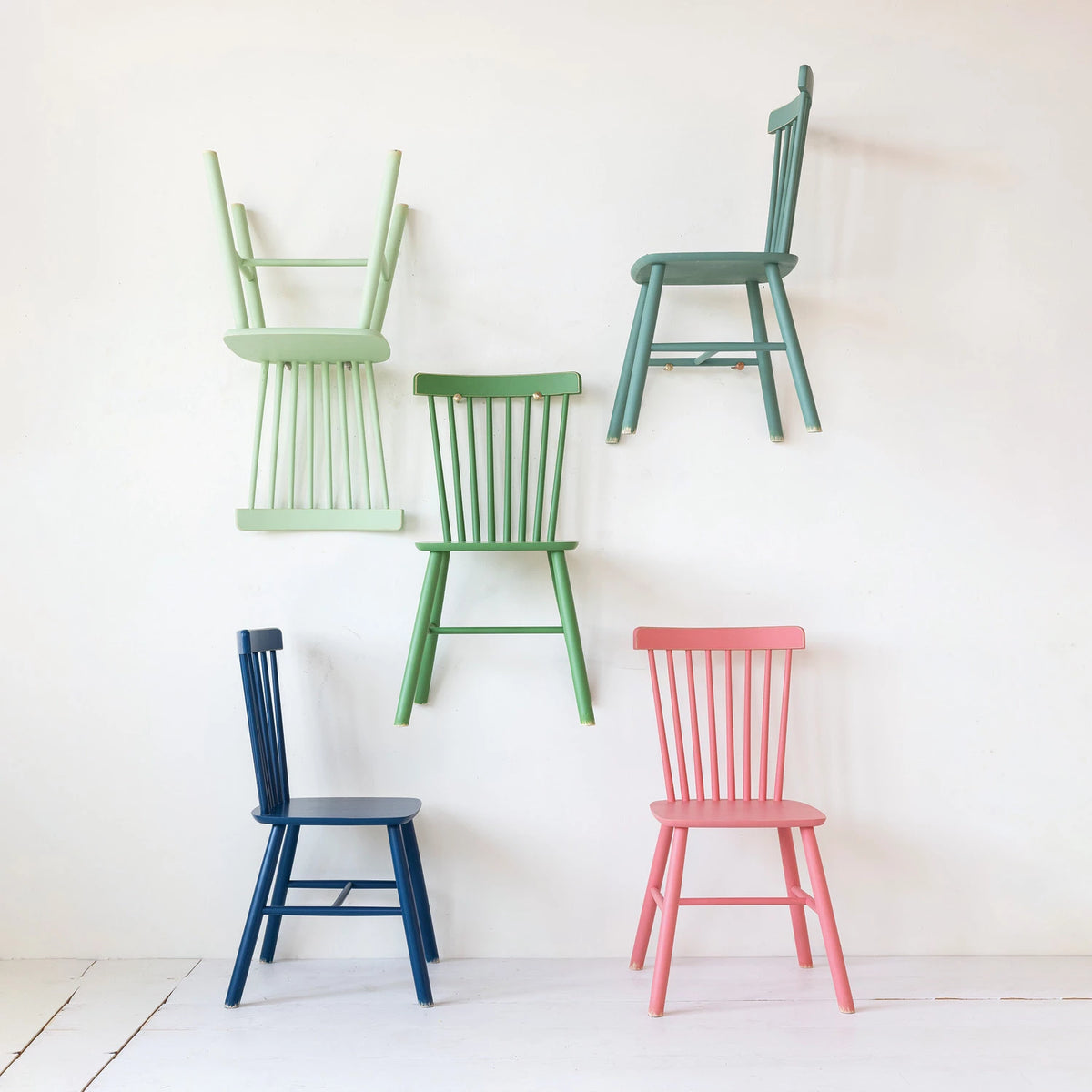 Green Dining Chair with Slatted Back