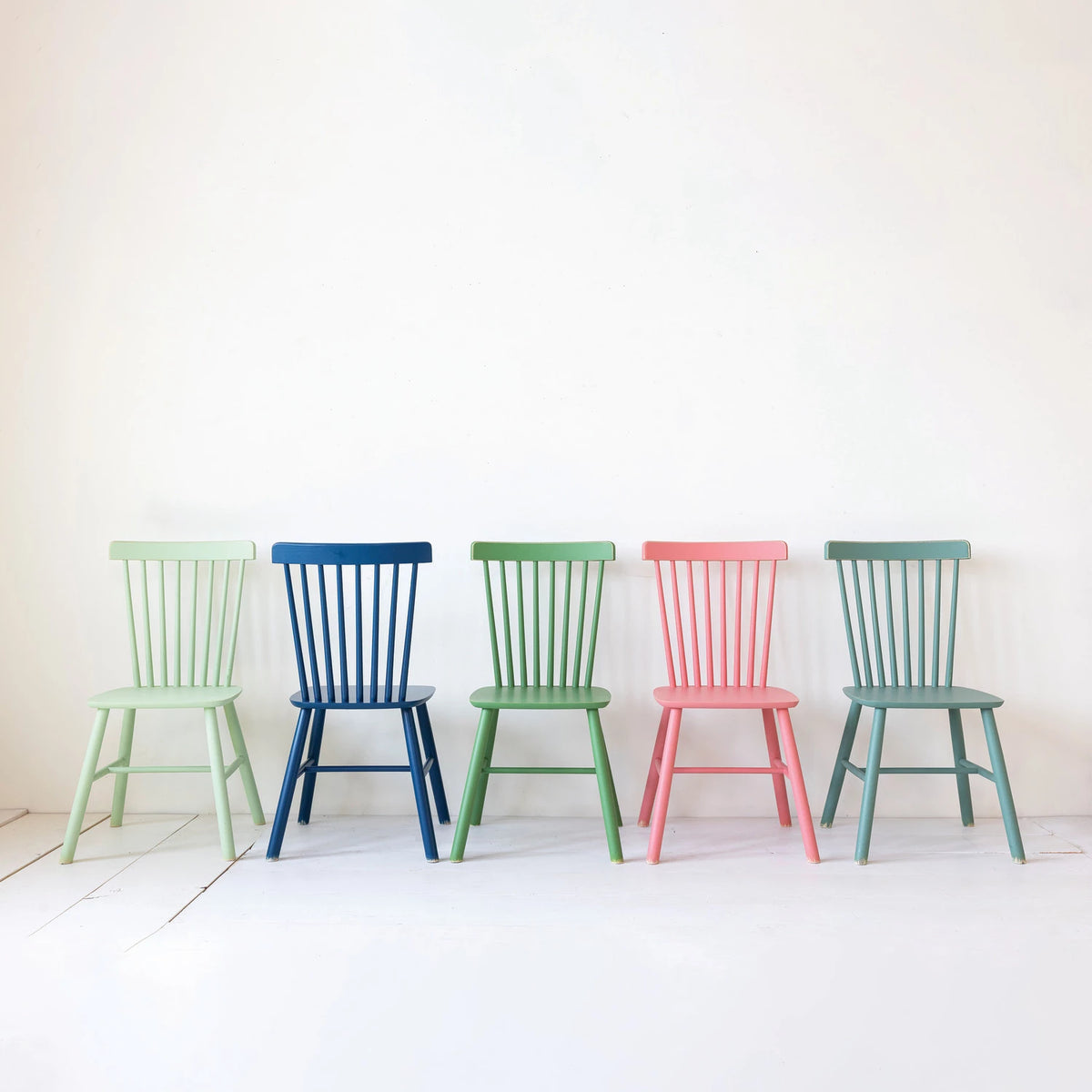 Green Dining Chair with Slatted Back