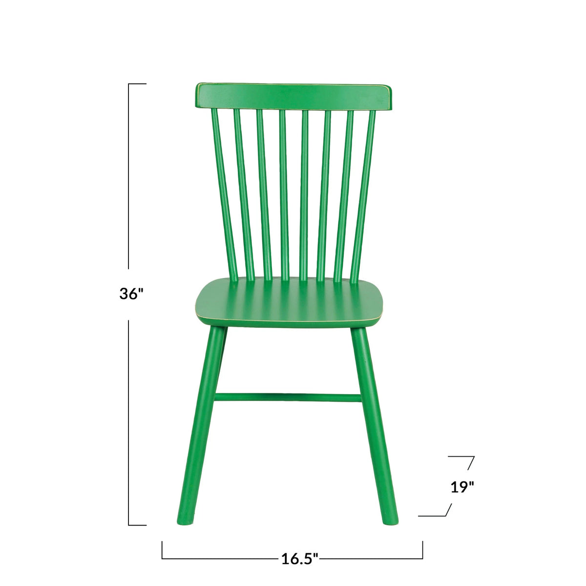 Green Dining Chair with Slatted Back