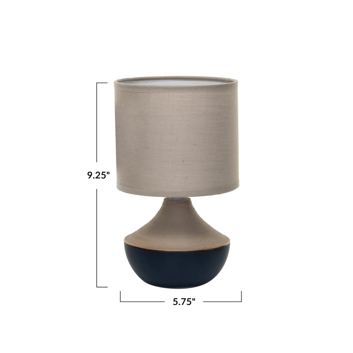 Navy & Natural Stoneware Table Lamp with Linen Shade