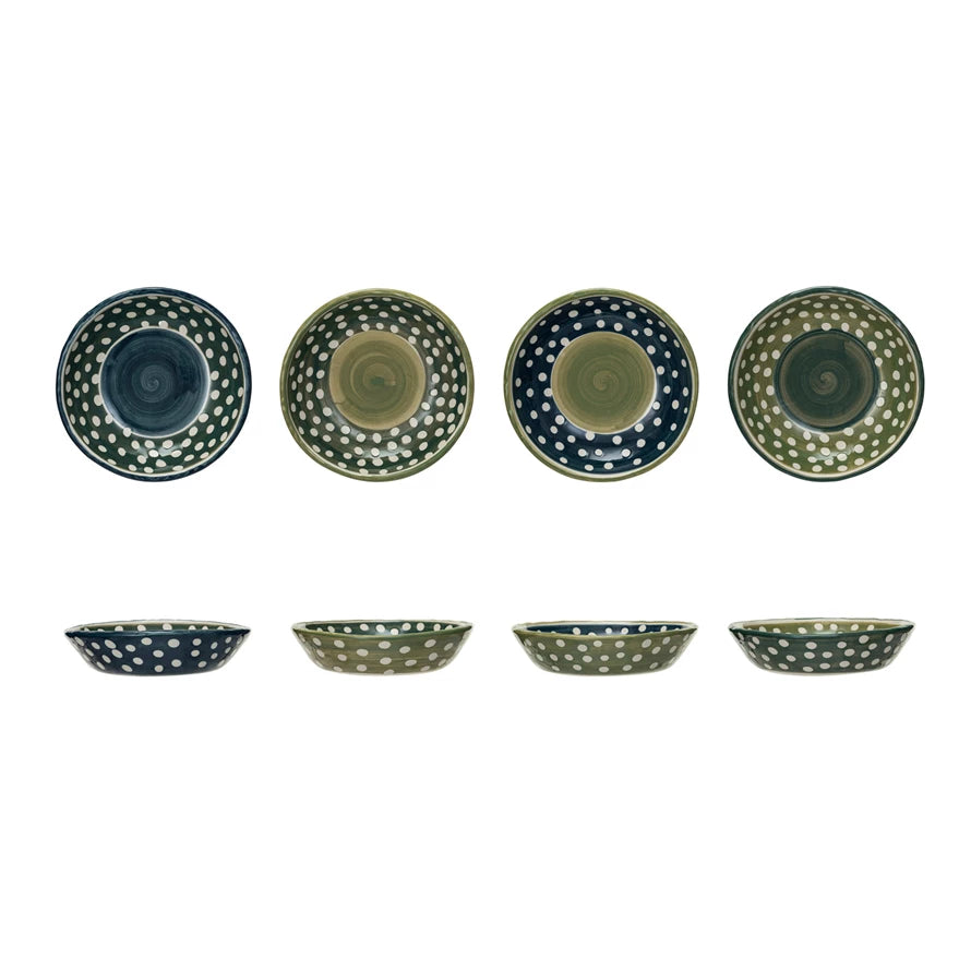 Two-Tone Hand-Painted Stoneware Bowl - 4 Styles