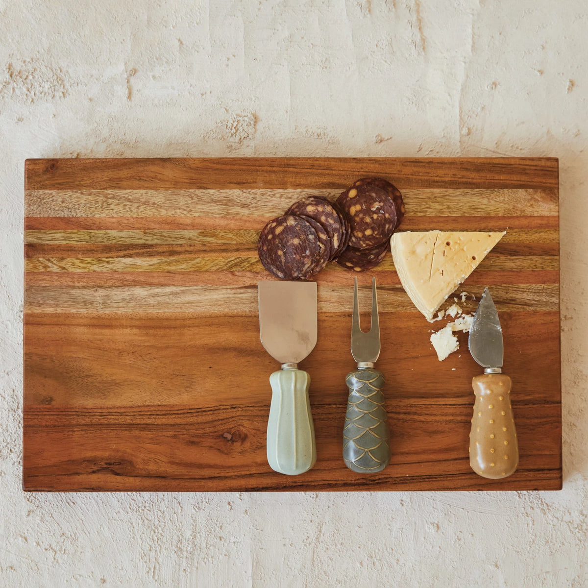 Stainless Steel Cheese Utensils with Stoneware Handle - 3 Styles