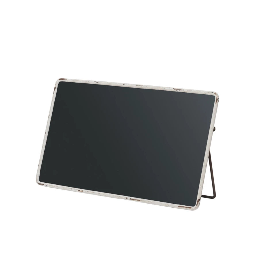 White Distressed Framed Chalkboard with Easel