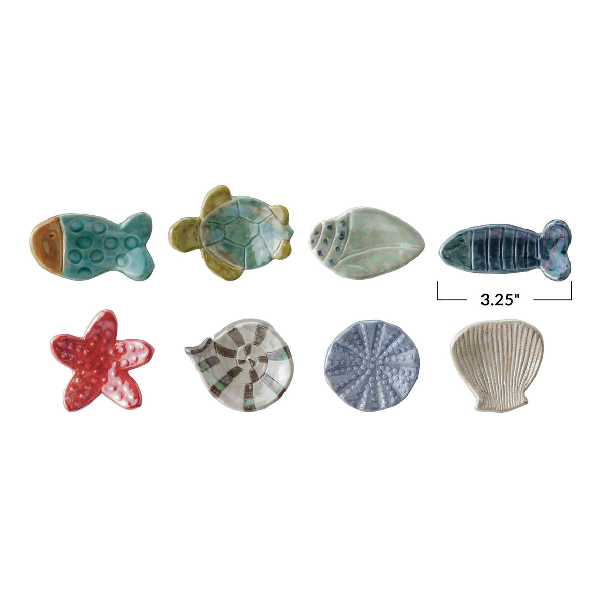 Hand-Painted Stoneware Sea Life Shaped Dish - 8 Styles