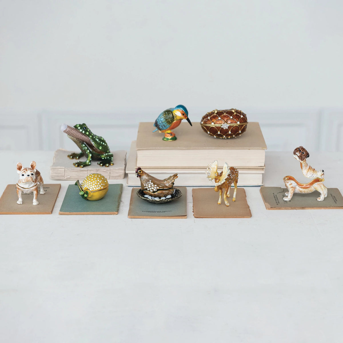 Enameled Metal Pug Shaped Trinket Box