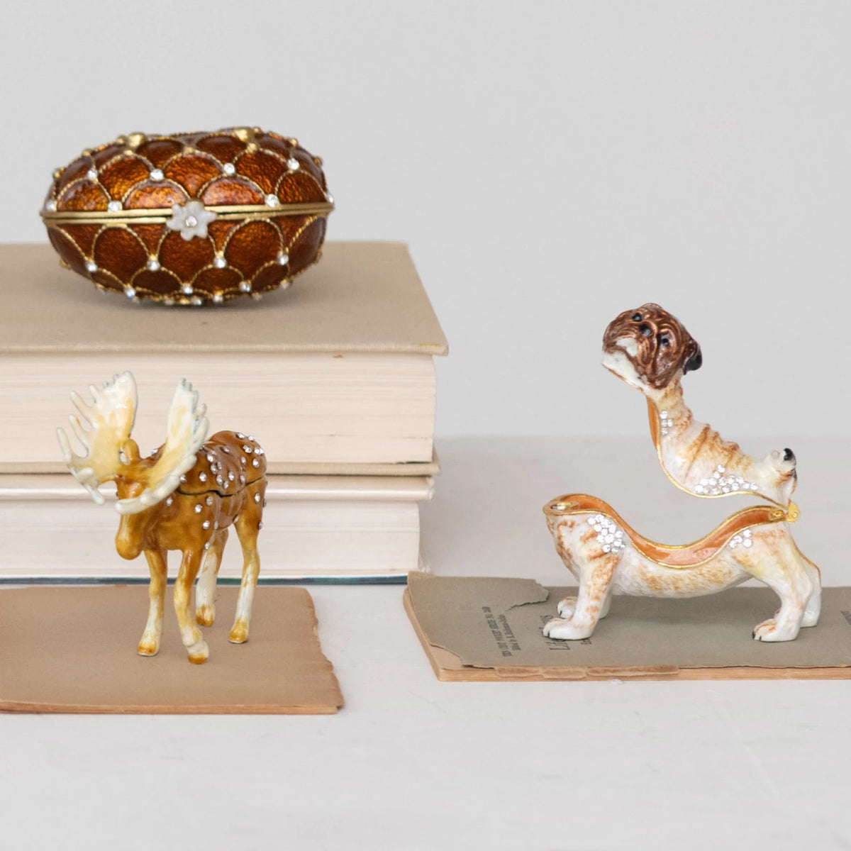 Enameled Metal Pug Shaped Trinket Box