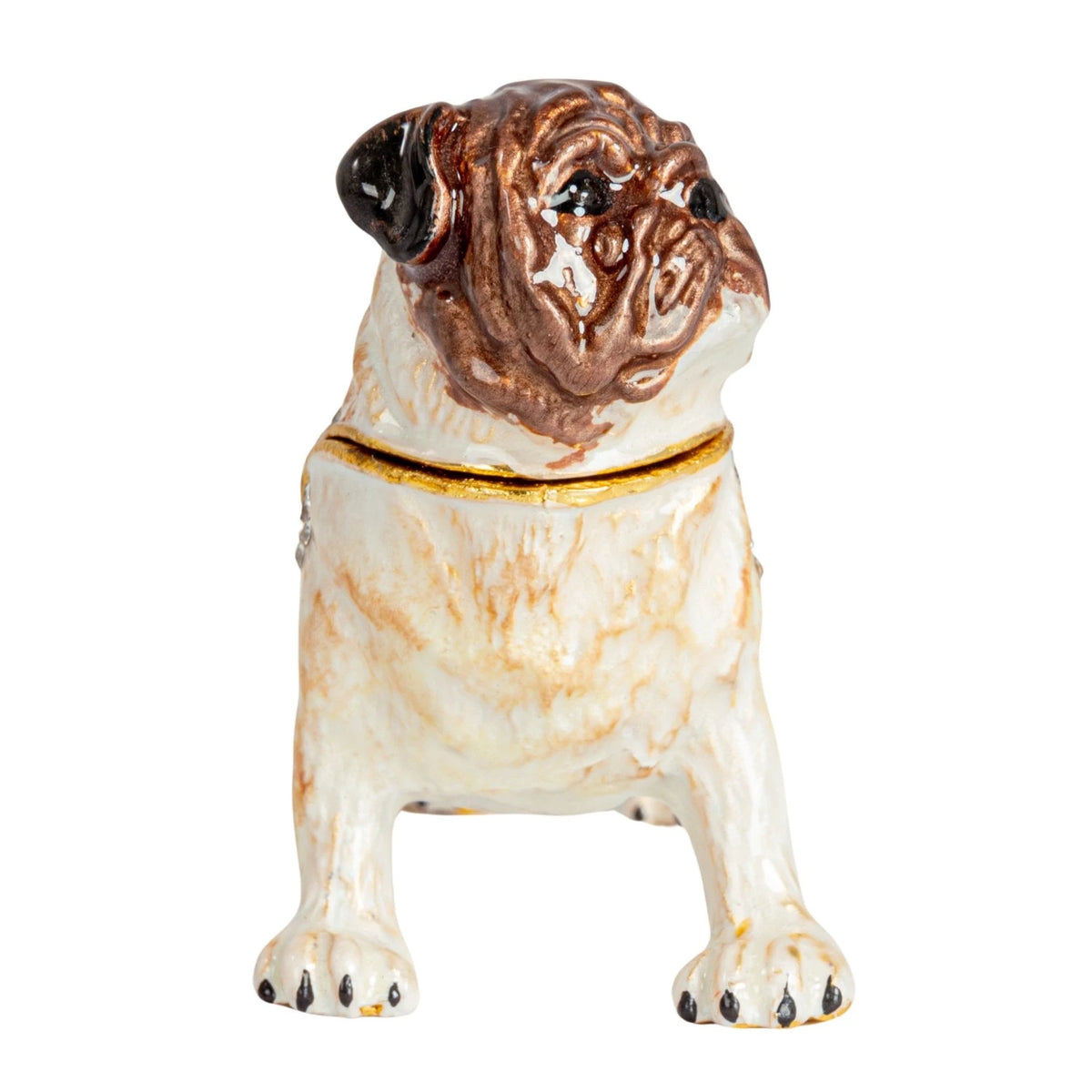 Enameled Metal Pug Shaped Trinket Box