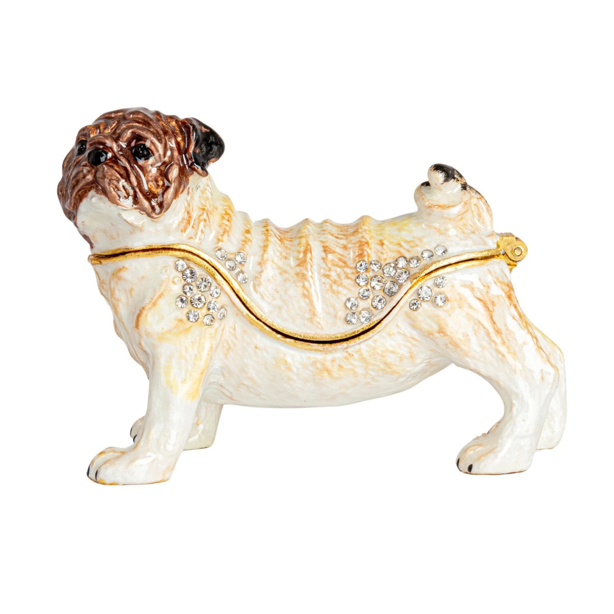Enameled Metal Pug Shaped Trinket Box