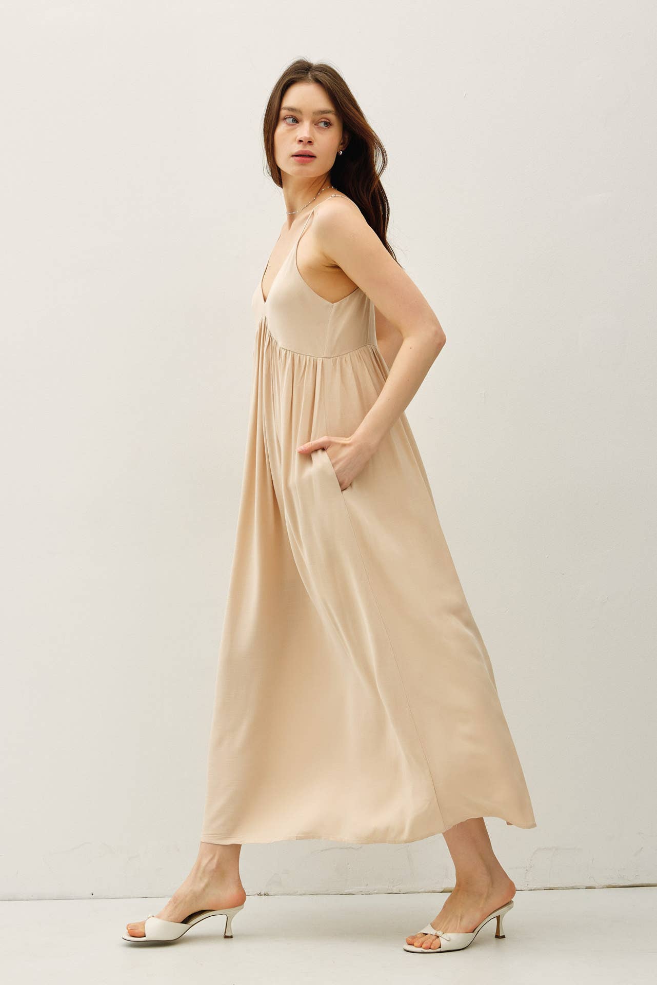 BREEZY BABY DOLL MAXI DRESS NATURAL / L