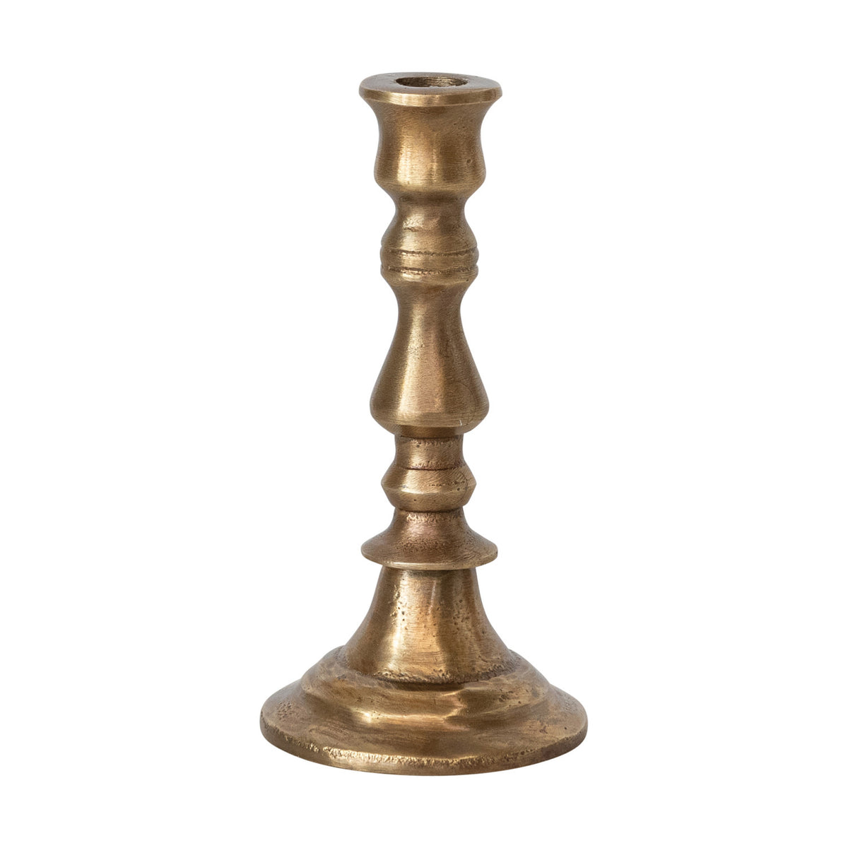 Cast Aluminum Taper Holder, Antique Brass Finish (Holds 1/2" Taper)