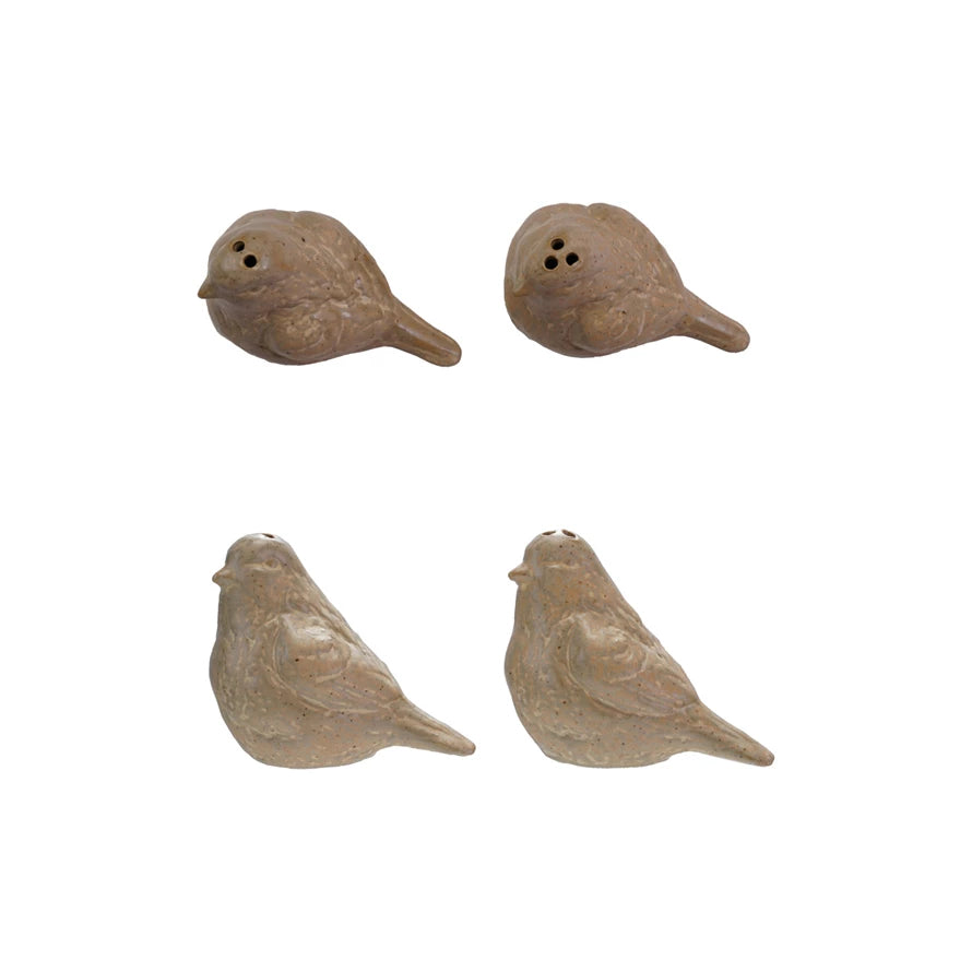 Debossed Stoneware Salt & Pepper Shakers, Set of 2 (Each Varies)