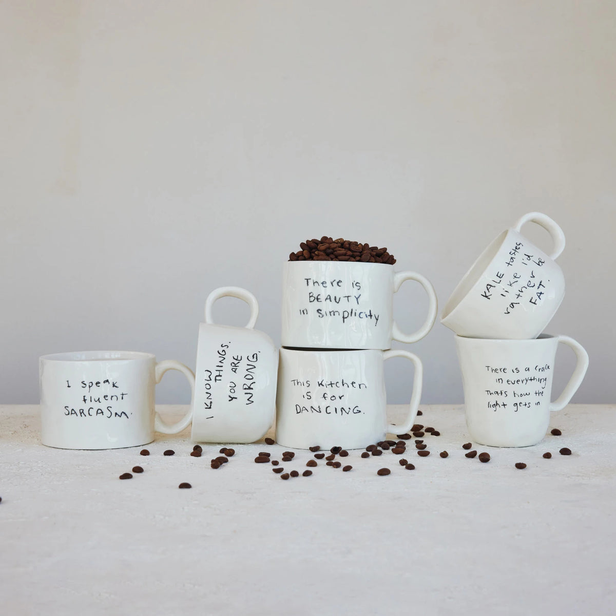 Stoneware 12 oz Mug with Written Style Saying - 6 Styles
