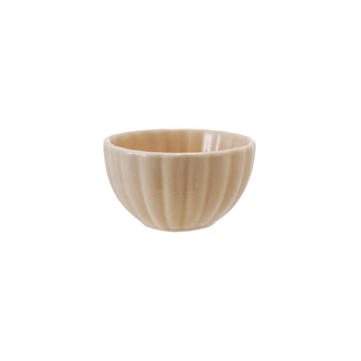 Stoneware Ribbed Bowl, Reactive Glaze, Cream Color (Each One Will Vary)