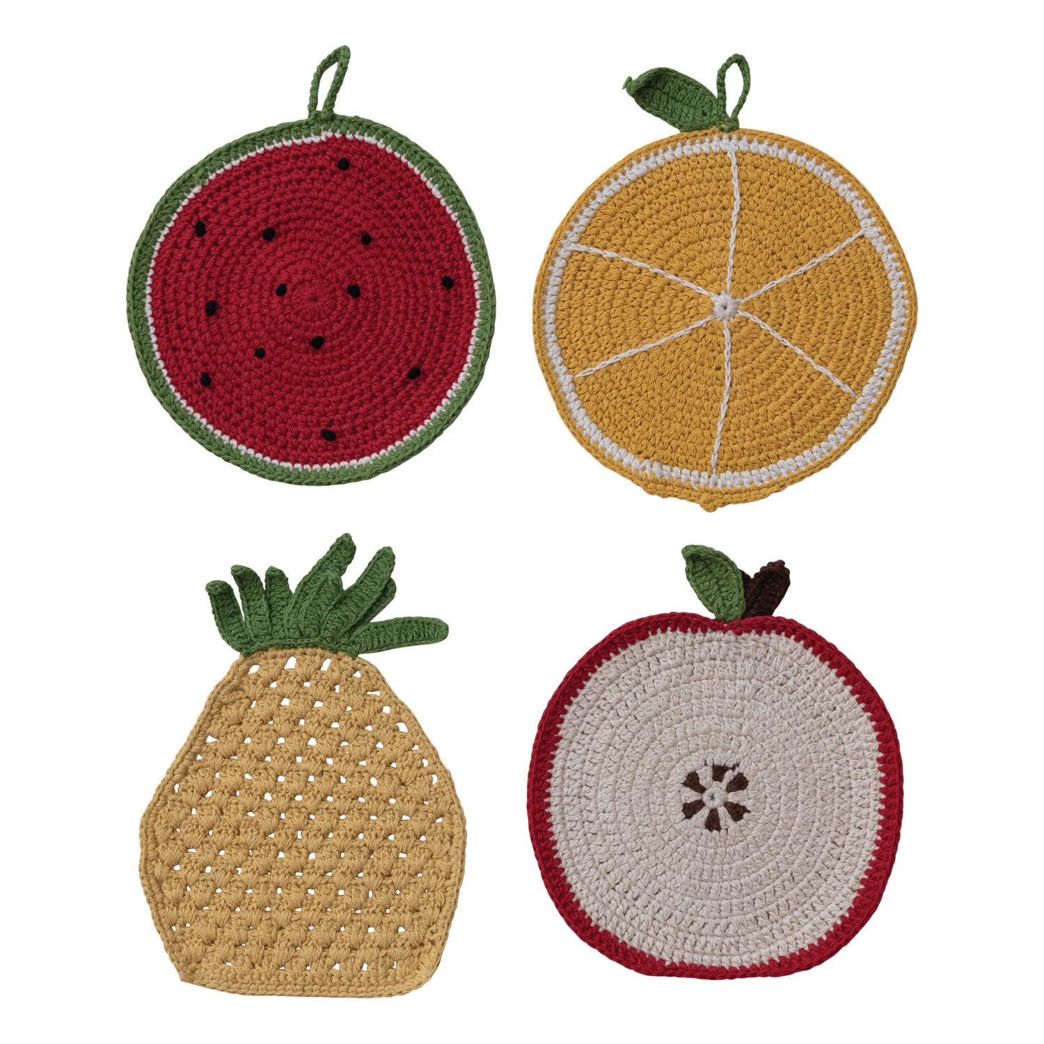 Cotton Crocheted Fruit Shaped Pot Holder, 4 Styles