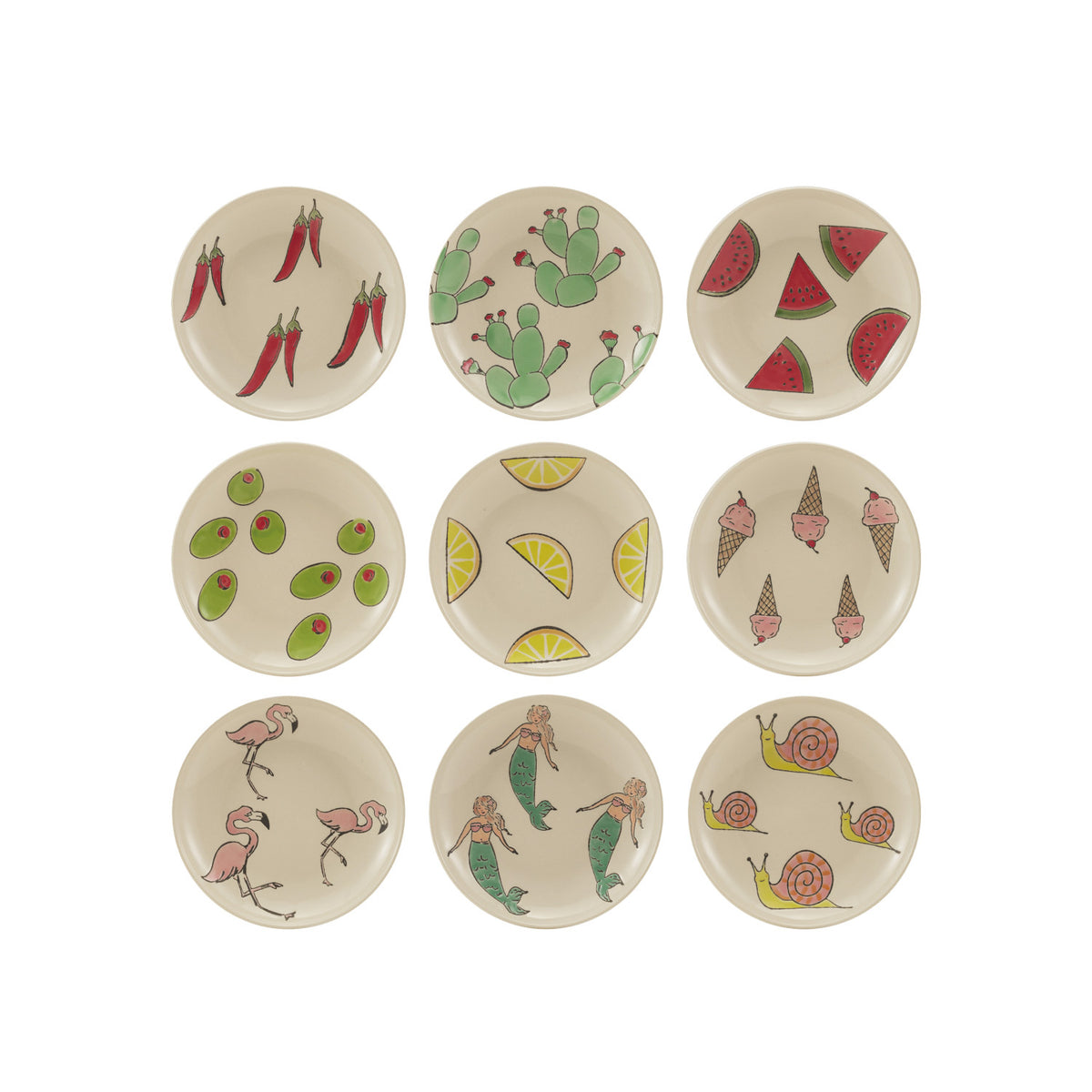 Hand-Painted Stoneware Plate w/ Wax Relief Pattern, 9 Styles ©