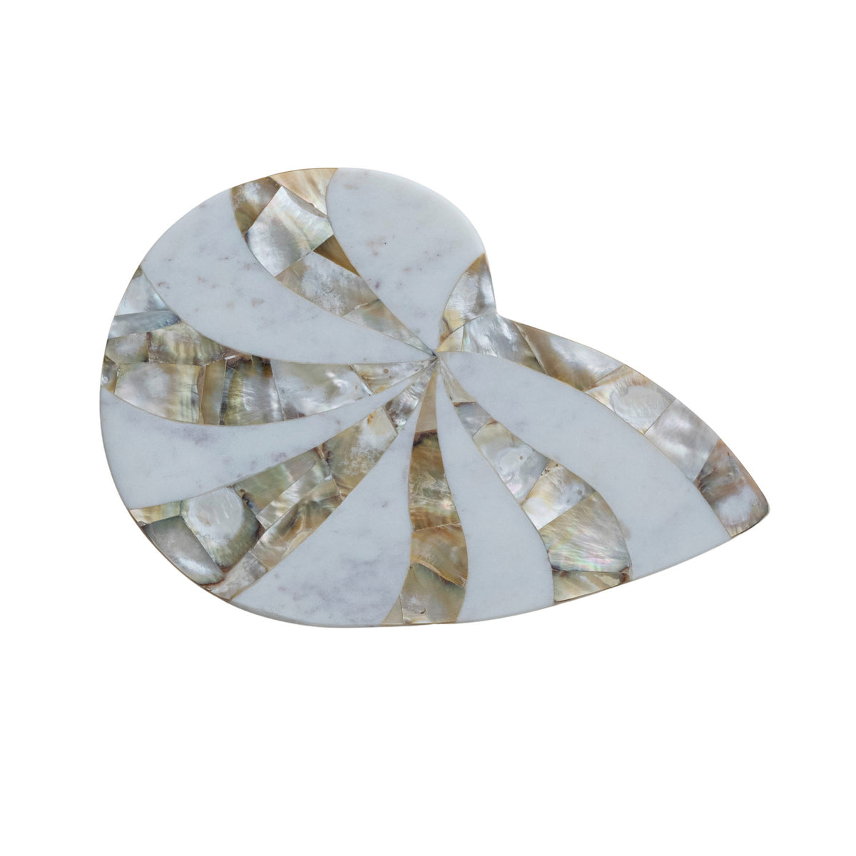 Marble Nautilus Shaped Cheese/Serving Board with Mother of Pearl Inlay (Each One Will Vary)