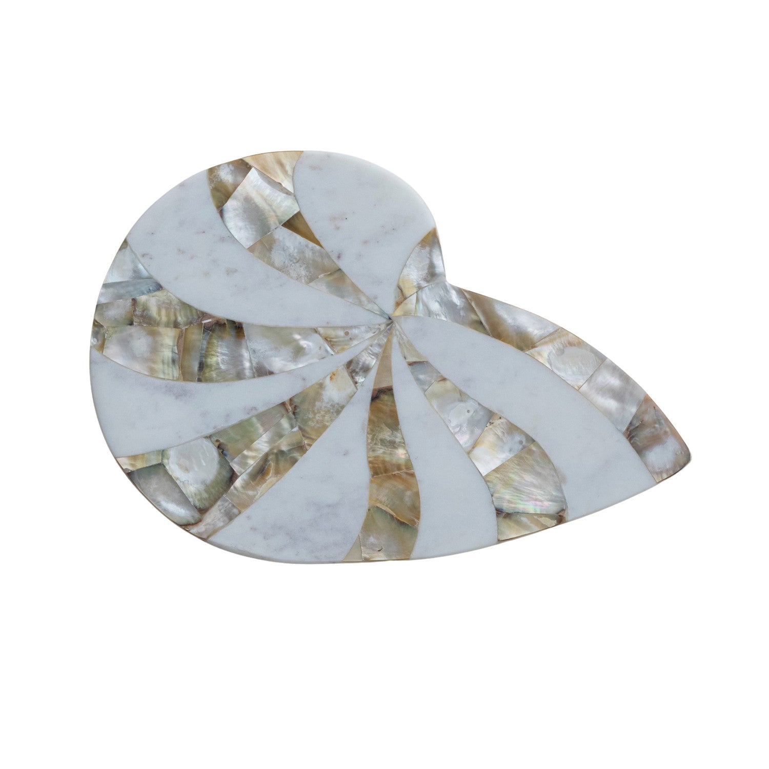 Marble Nautilus Shaped Cheese/Serving Board with Mother of Pearl Inlay (Each One Will Vary)