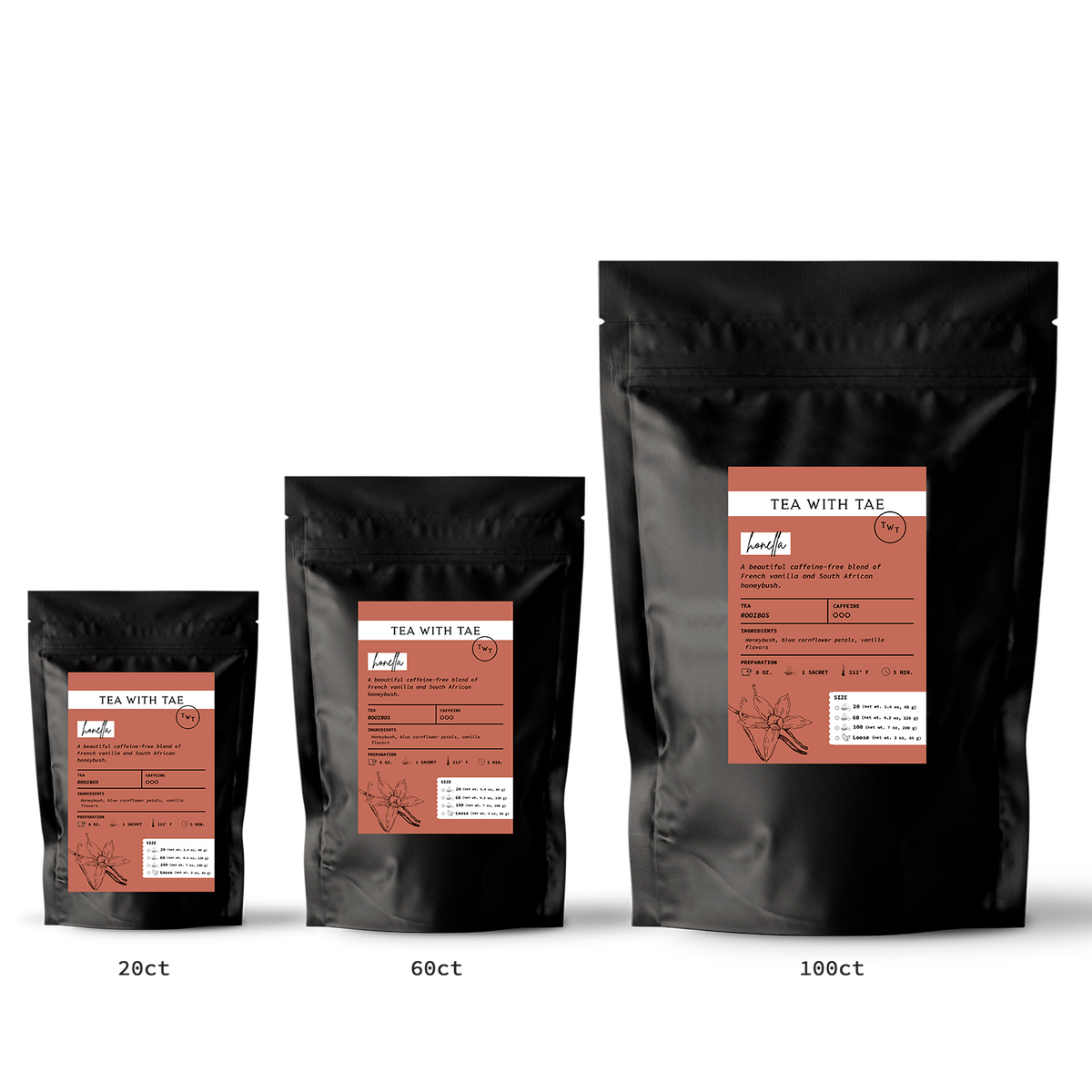 Honella Herbal Tea Pouch (20, 60, or 100 tea bags)