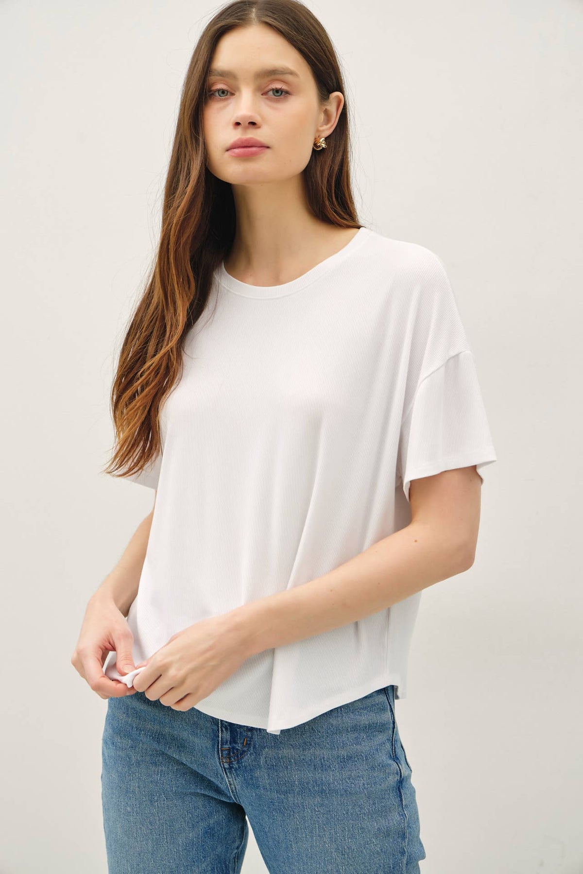 GARMENT DYE RIBBED BOXY FIT T-SHIRT