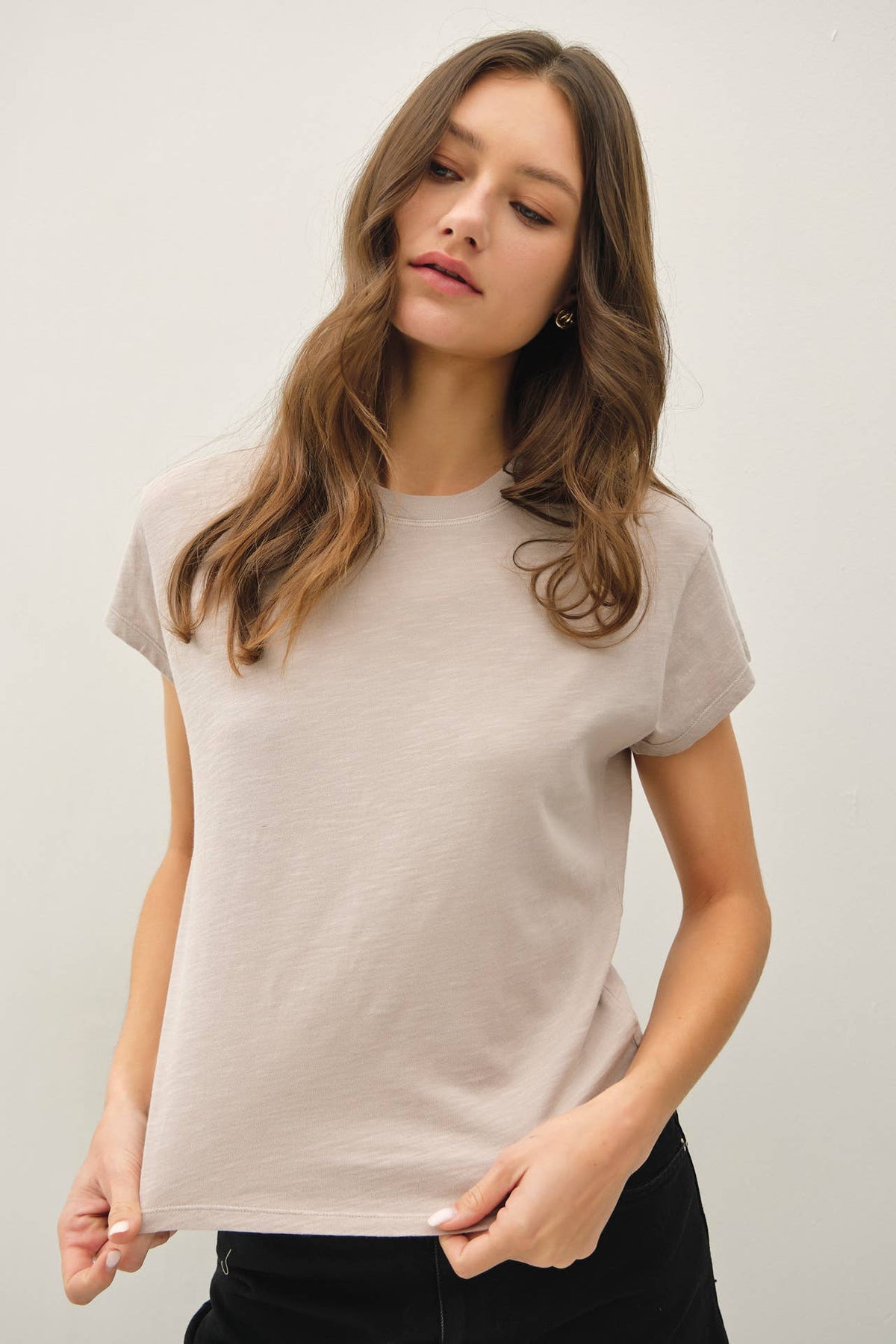 GARMENT DYE COTTON SLUB SLIM FIT CREWNECK BABY TEE