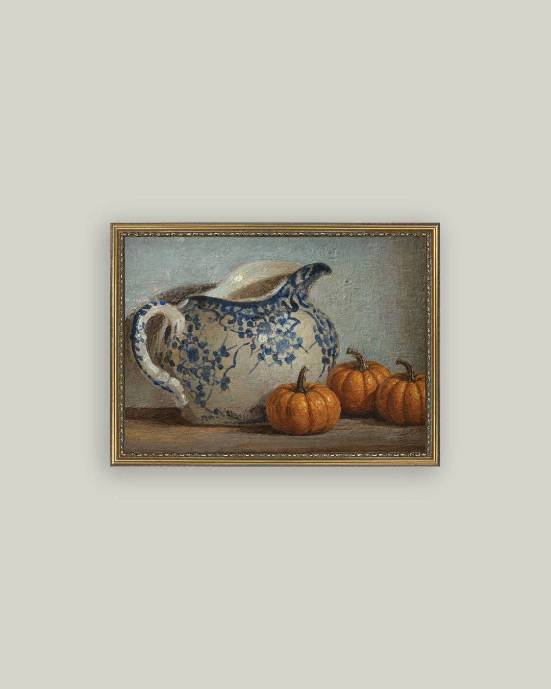 Still Life Pumpkins and Pitcher
