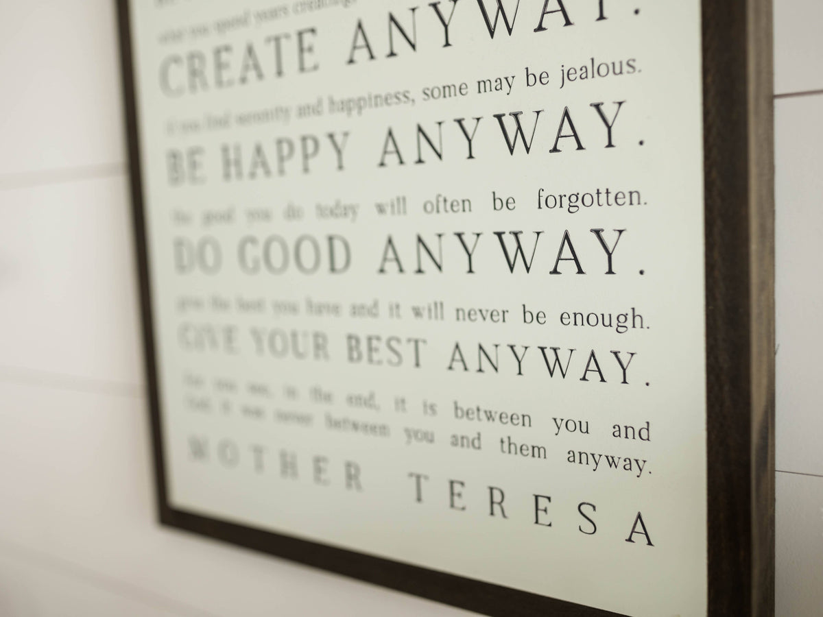 Love them Anyway | Mother Teresa | Wall Art