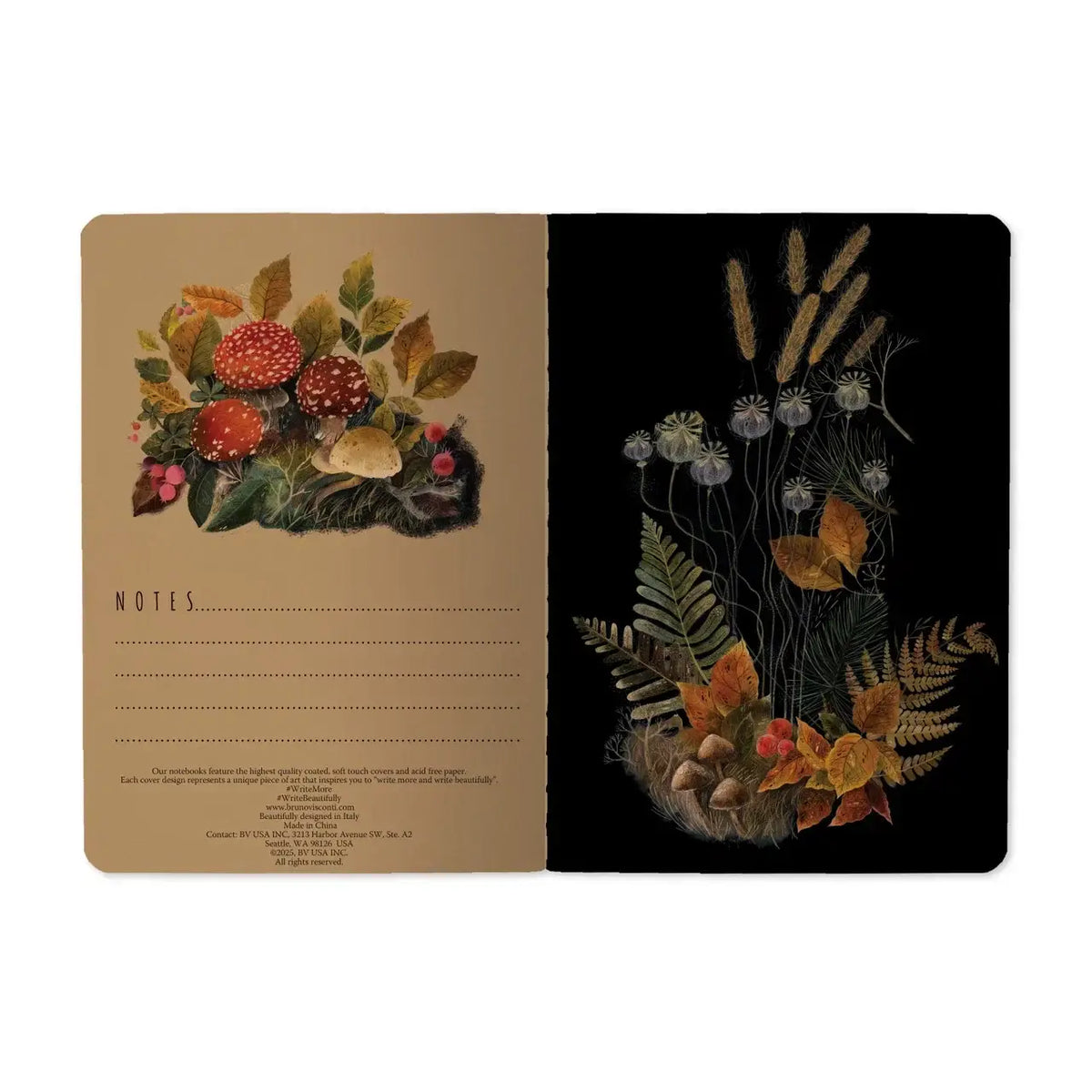 A6 Passport Notebook  - Forest Mushrooms