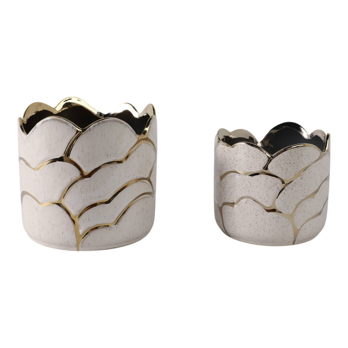 Ivory/Gold Resin Cloud Planter