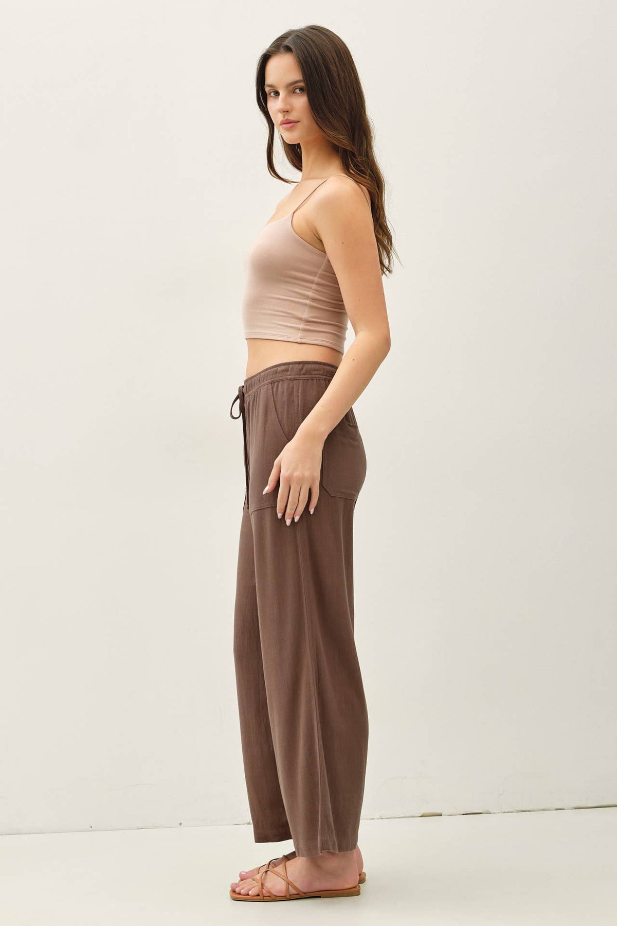 LINEN WIDE-LEG PANTS