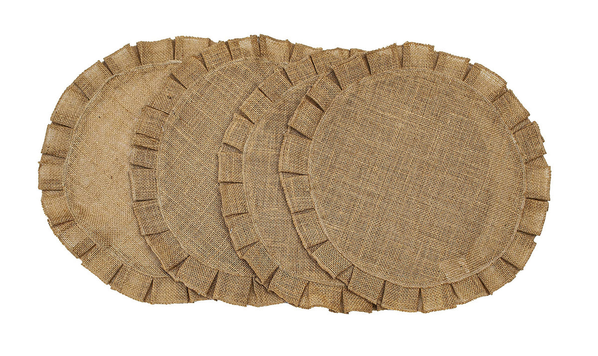 Set of 4 Burlap Round Placemats, 15 Inch