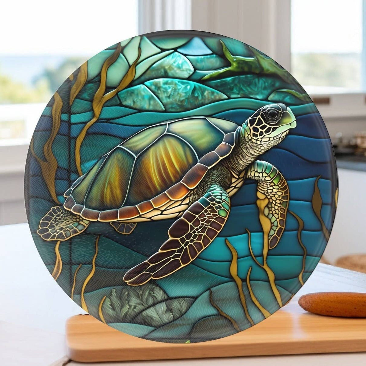 Tempered Glass Cutting & Serving Board: Turtle Design
