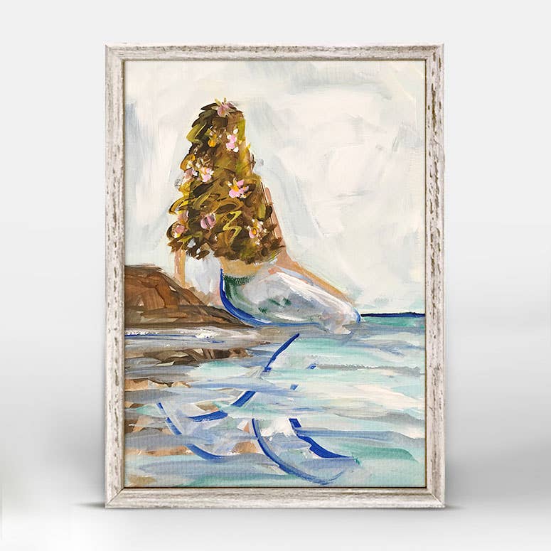 Mermaid In the Sea - Brunette by Maren Devine Framed Canvas