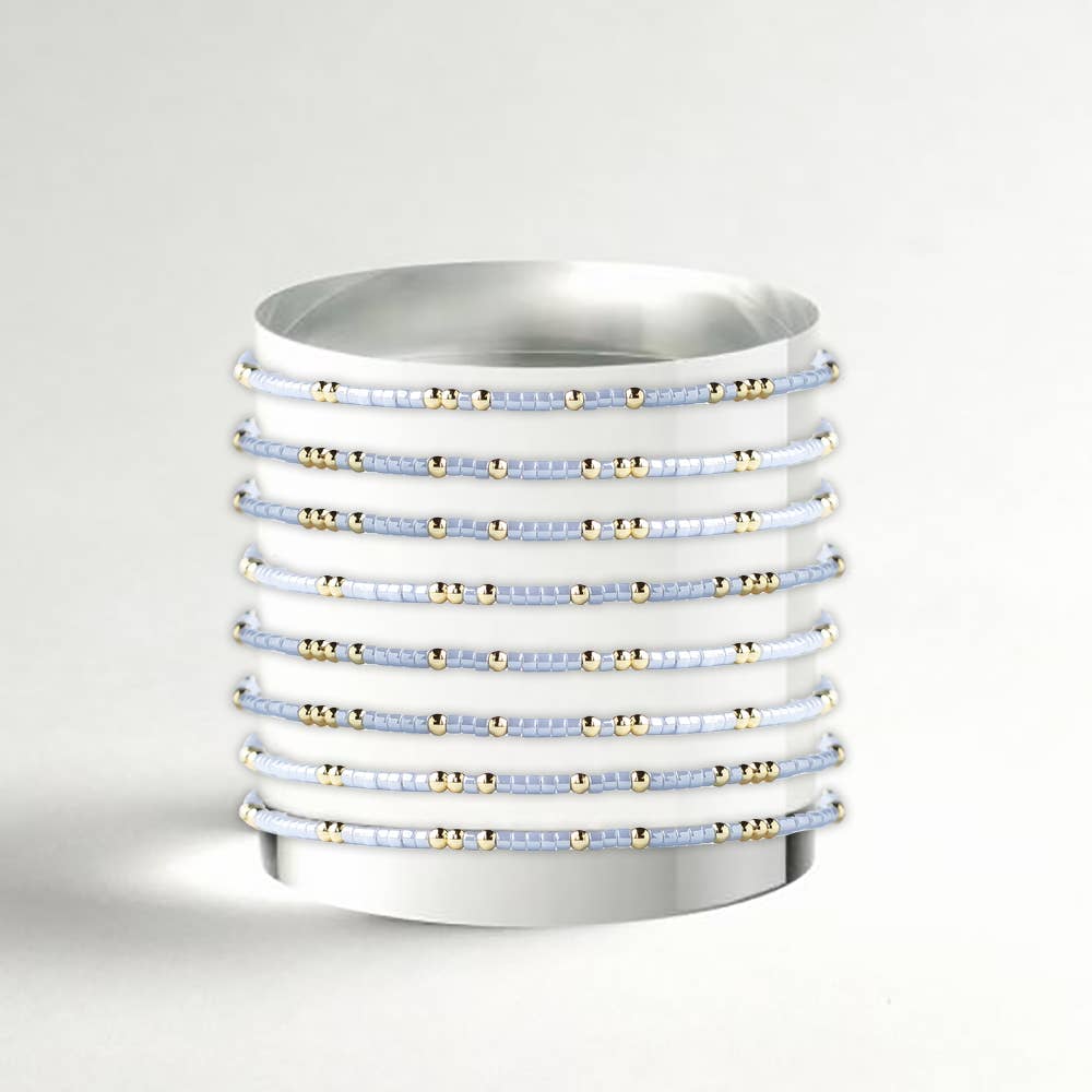 Confetti Beaded Bangle-Sky Blue, Delicate Stacking Bracelets