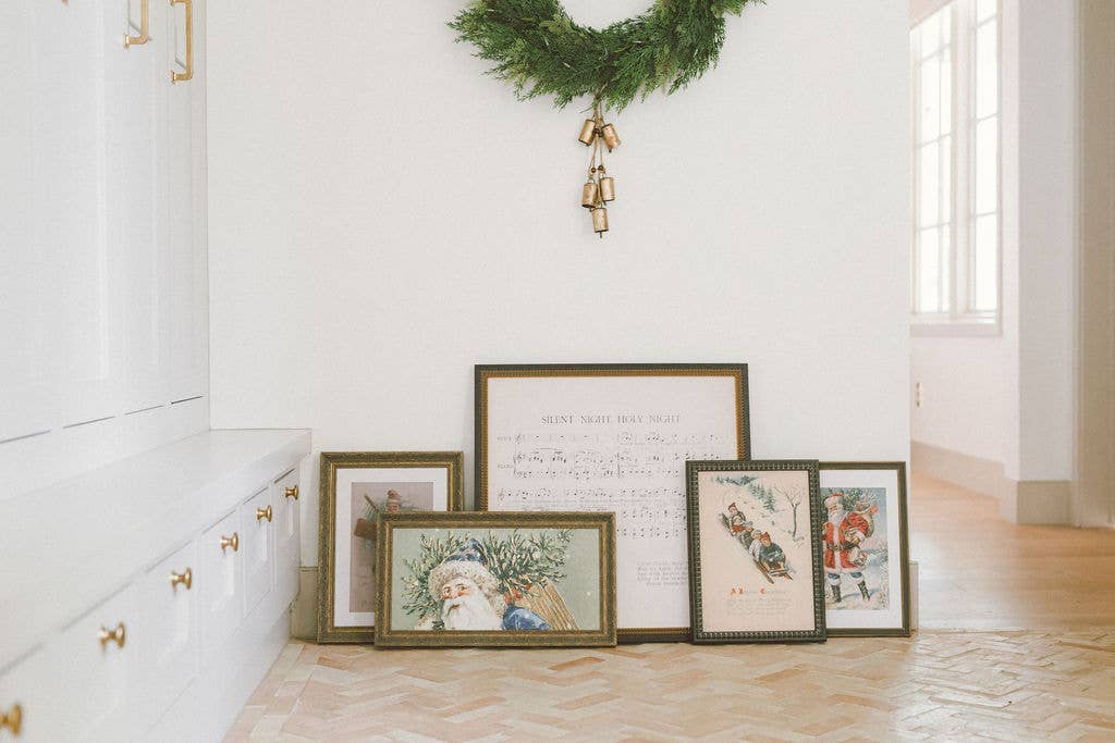 Santa Dressed In Blue Framed Antique Art