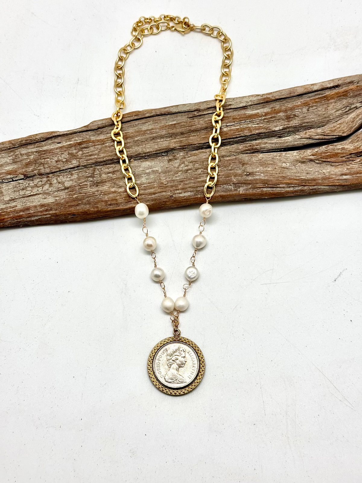 Necklace Queen Elizabeth/Freshwater Pearl/Alloy Plated 18”